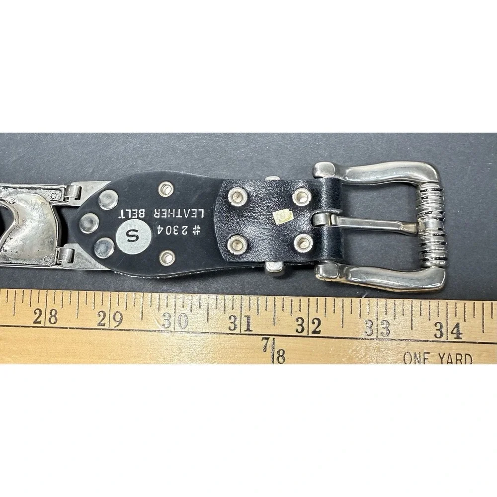 American Eagle Head Metal Link Leather Adjustable Belt #2304‎ Size Small